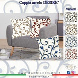 Federa Foderina arredo fantasia DESIRE' BA collection Per Cuscino 40x40 Con Zip, Made In Italy