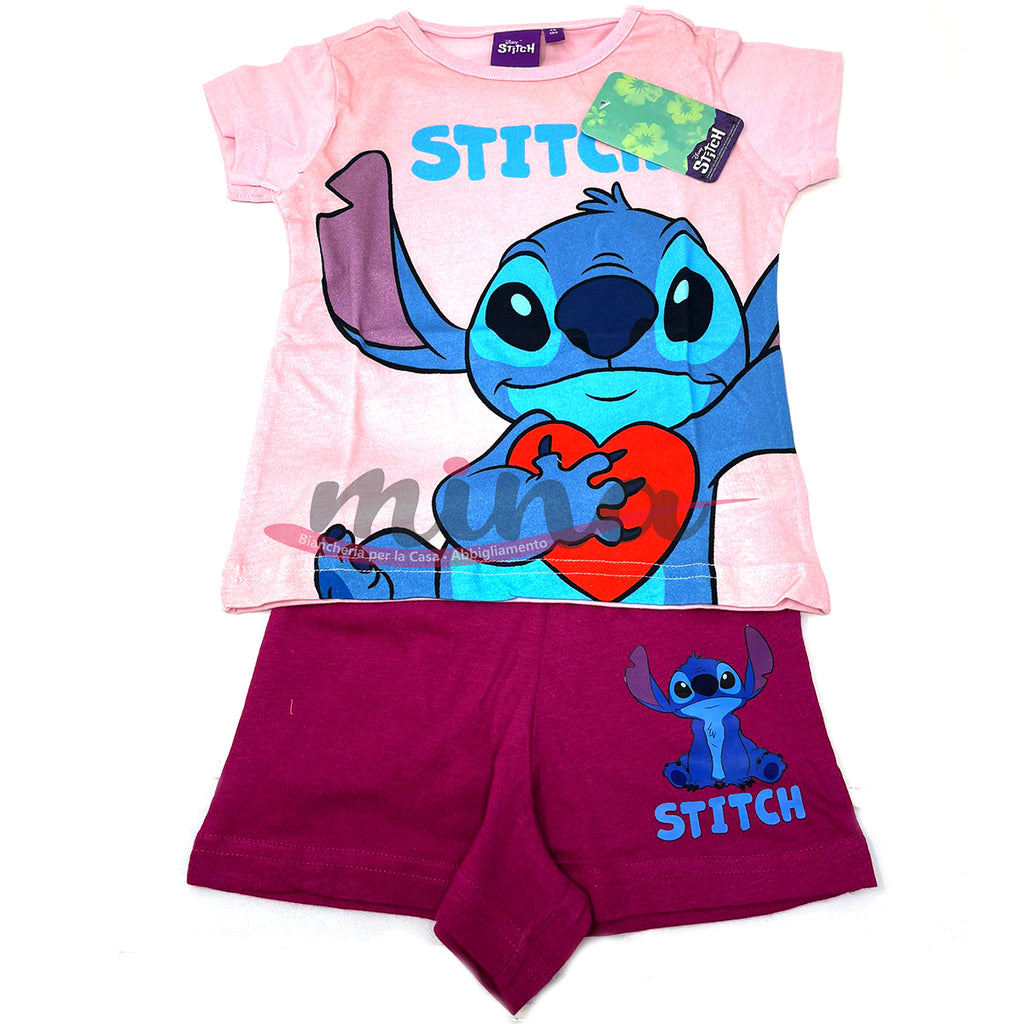 Completo T-shirt e shorts bambino/a Disney o Marvel diverse taglie STITCH modello 3 0772