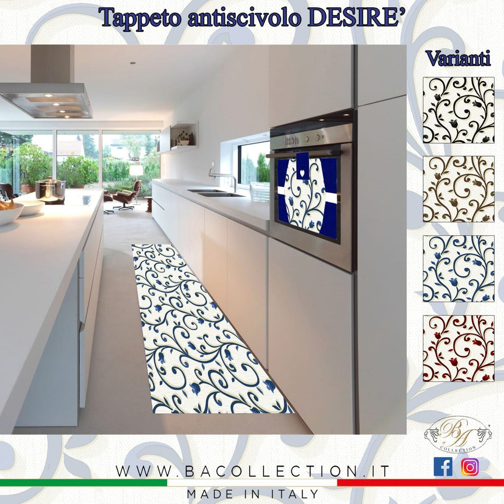 Tappeto Passatoia Desirè - BA Collection 100% Made in Italy Gommato Antiscivolo Antimacchia stampa 3D Varie Fantasie