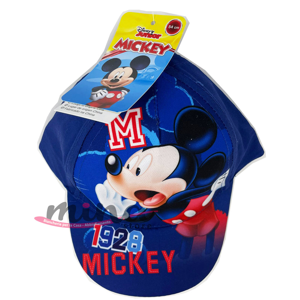 Berretto Disney Bambino/a Topolino Mickey Mouse cappello con visiera e chiusura regolabile con velcro 0766