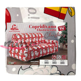 Copridivano Martinissima Natalizio fantasia Babbo Natale elasticizzato 100% Made in Italy, 2 posti, 3 posti e 4 posti  1083/1084/1085