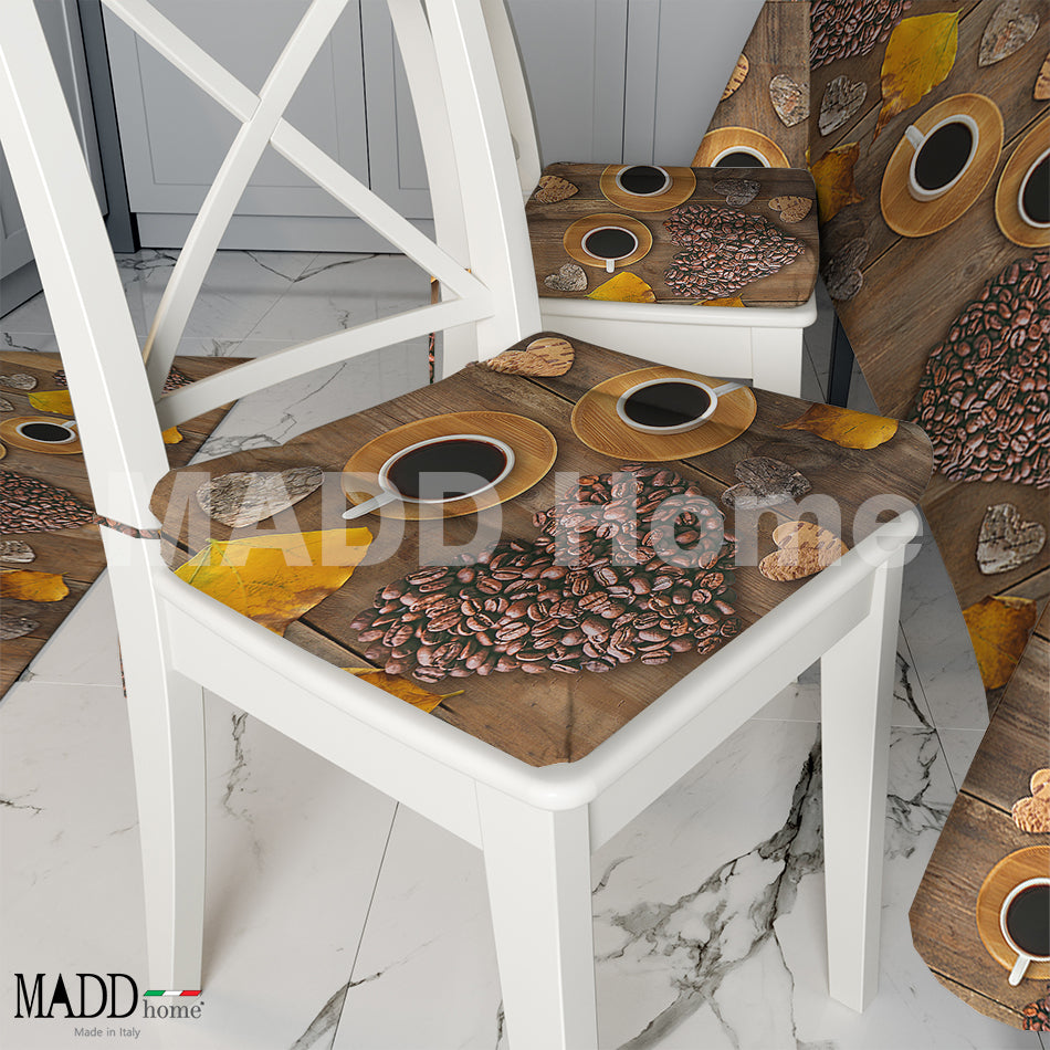 CUSCINI sedia 6 pezzi esclusivo MADD Home moderno coordinato cucina FANTASIA TAZZA CAFFE' - Made in Italy 0016