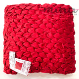 Cuscino Arredo rosso intrecciato natalizio Preziosa quadrato 40x40, in velluto, zip invisibile, Made in Italy, natale, 22087