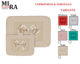 Coppia Copriforno e Coprifornelli imbottiti BRILLANT FIOCCO - MIRA - Made in Italy, stampa con brillanti 1062
