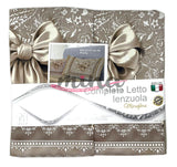 Completo Letto Matrimoniale Stampa Digitale 3D PRETTY Beige Fantasia FIOCCO Marta Marzotto + 2 Federe Made In Italy 0928