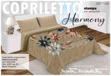 Trapuntino Matrimoniale Marta Marzotto Matrimoniale Stampa Digitale 3D BEST FLOWERS Beige Fantasia Fiori dis. 2315 var. 55