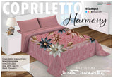 Trapuntino Matrimoniale Marta Marzotto Matrimoniale Stampa Digitale 3D BEST FLOWERS Rosa Fantasia Fiori dis. 2315 var. 111