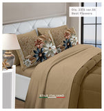 Completo Letto Matrimoniale Stampa Digitale 3D BEST FLOWERS Beige Fantasia Orsetto Marta Marzotto + 2 Federe Made In Italy dis. 2315 var. 55