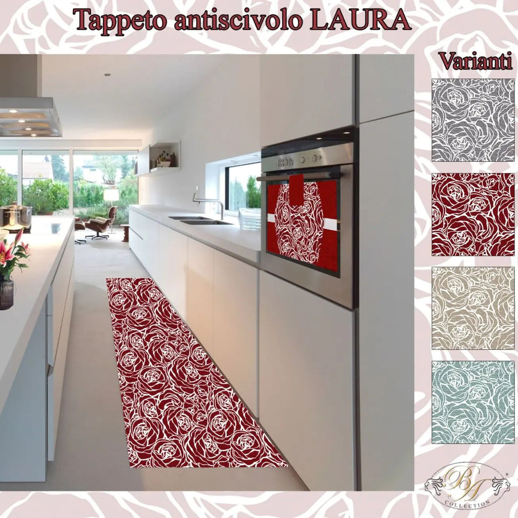 Tappeto Passatoia BA collection LAURA 100% Made in Italy Gommato Antiscivolo Antimacchia stampa 3D Varie Fantasie 0858