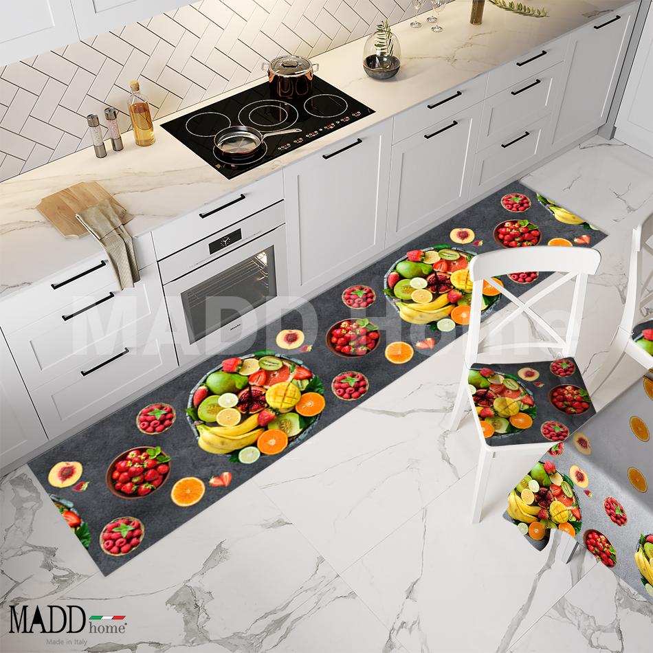 Tappeto Passatoia, disegni primavera estate per Cucina esclusivo MADD Home FANTASIA FRUTTA coordinato cucina - Made in Italy 0354