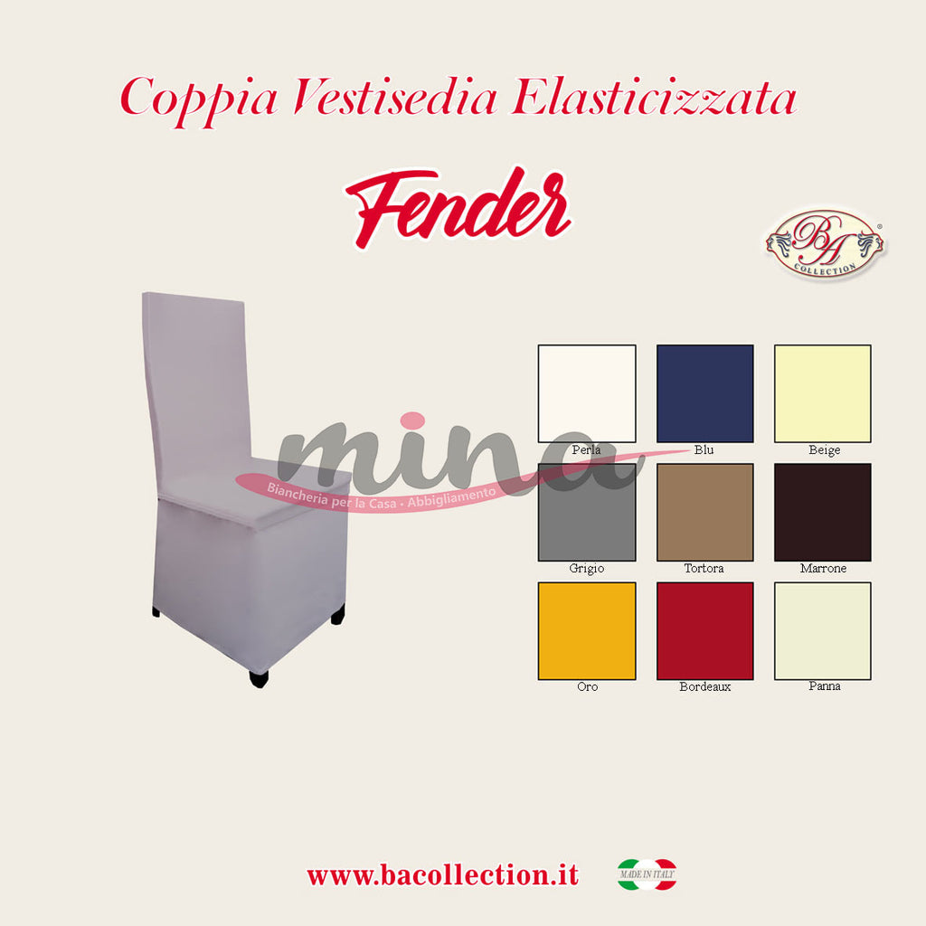 Coppia Vestisedia Fender, BA Collection, 2 pezzi, vari colori, vesti sedia elasticizzato 2pz