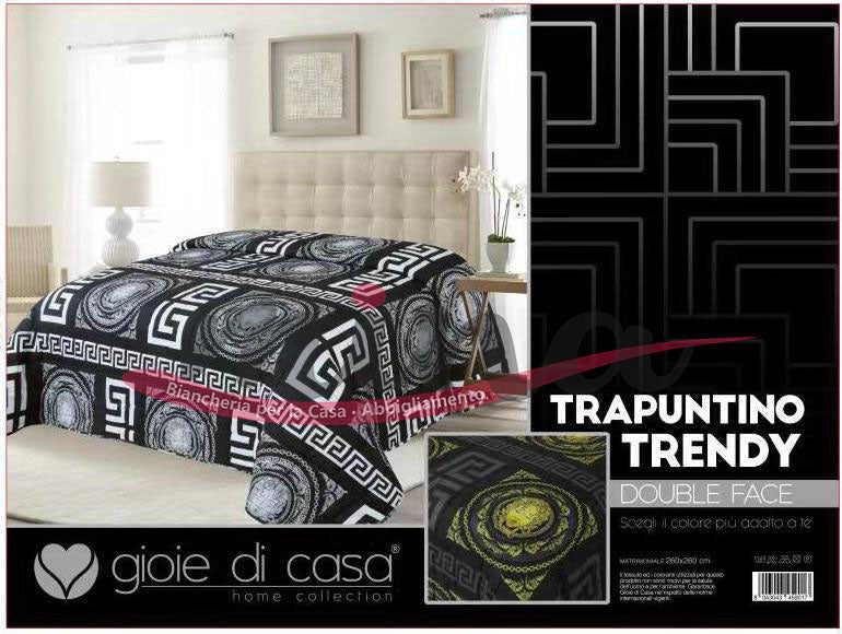 Trapuntino TRENDY matrimoniale GIOIE DI CASA double face 260cmx260cm GOLD, BAROCCO STAMPA DIGITALE 3D 0104
