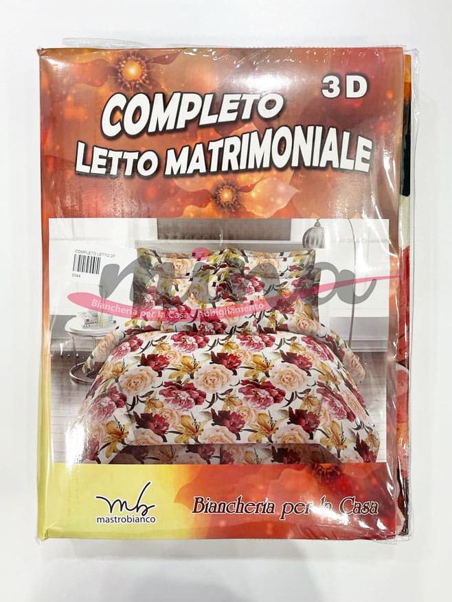 Set Completo Letto stampa digitale 3D Matrimoniale + 2 federe, Parure digitale Mastro Bianco 0368