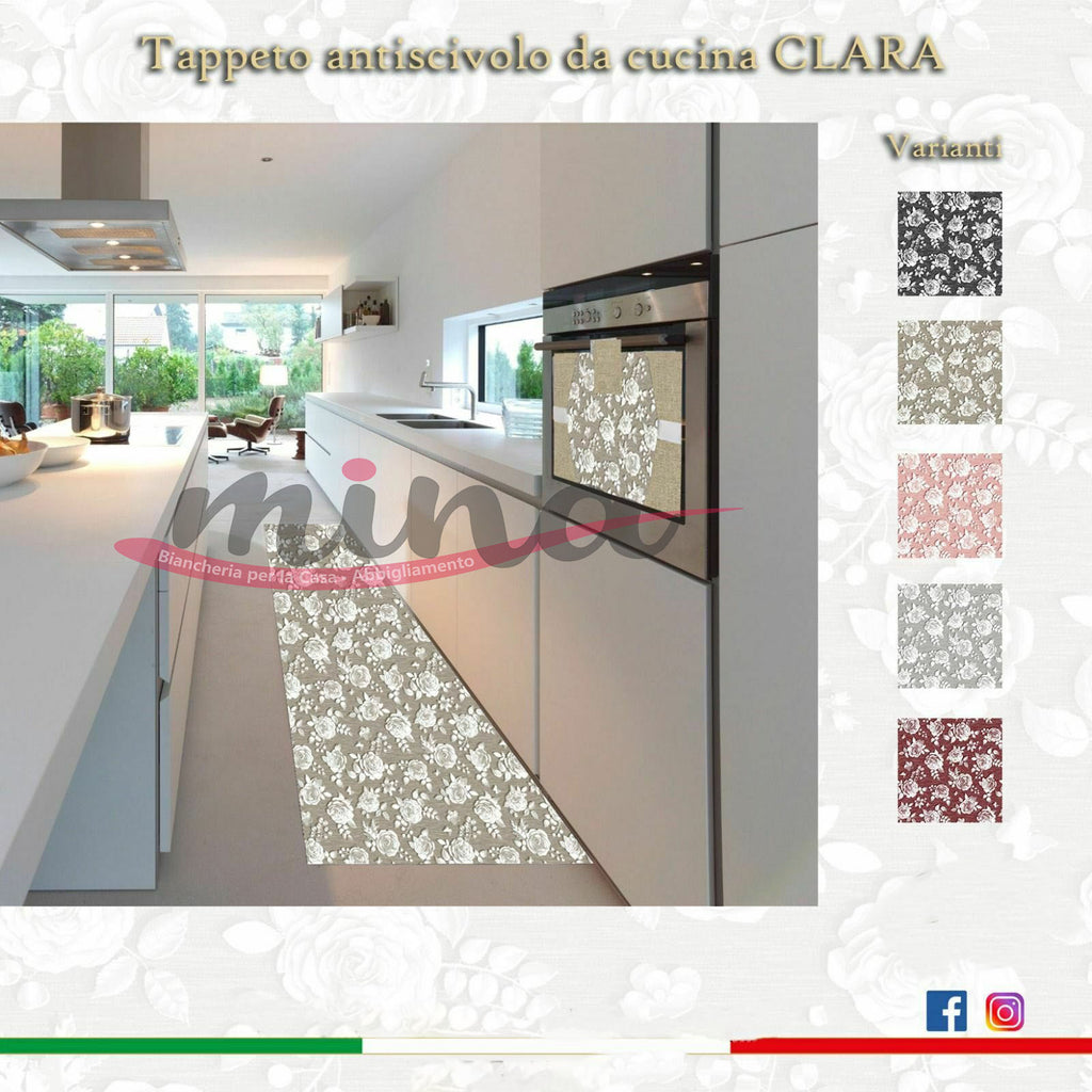 Tappeto Passatoia BA collection CLARA 100% Made in Italy Gommato Antiscivolo Antimacchia stampa 3D Varie Fantasie 0384