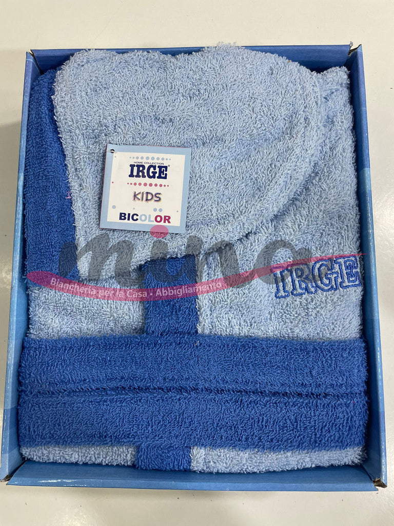 Accappatoio Spugna IRGE Junior Kids Bambini Ragazzi Blu Fucsia Azzurro scatolato 2/14 anni 0691