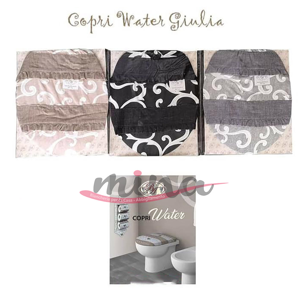 Copriwater in cotone Ba Collection fantasia Giulia, con fascia elastica, vari colore Made in Italy 0046