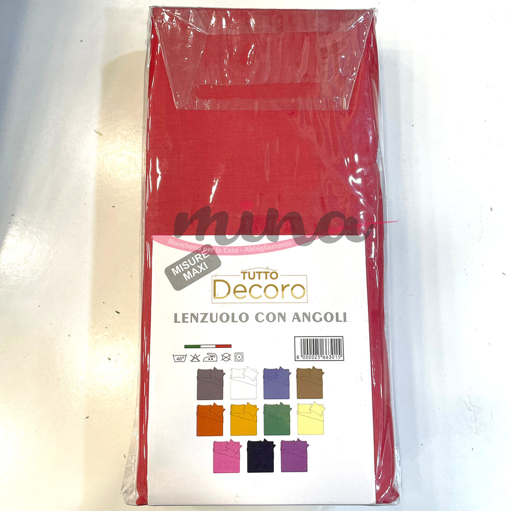 Lenzuola Sotto con angoli SINGOLO TUTTO DECORO in cotone, tinta unita, vari colori 0164