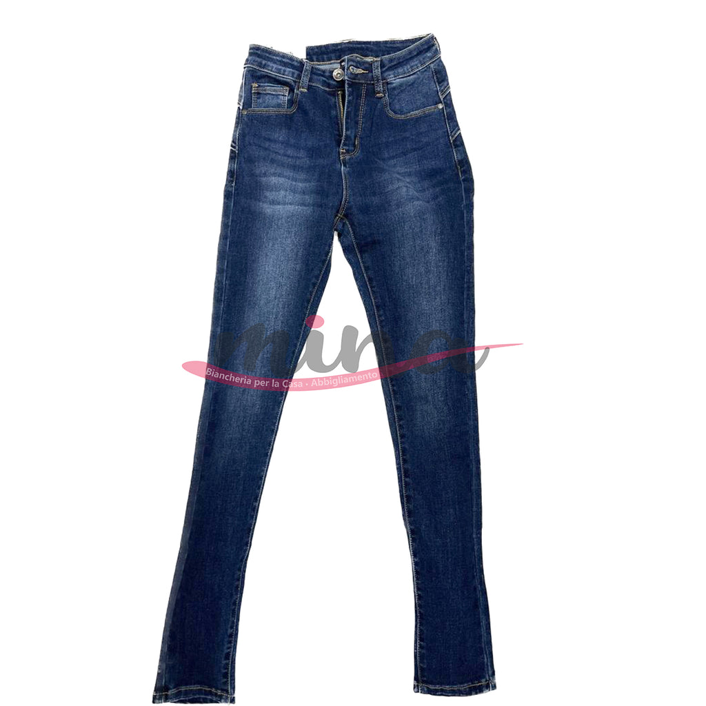 Jeans vita alta skinny, elasticizzato con zip, dalla XS alla XL 0363