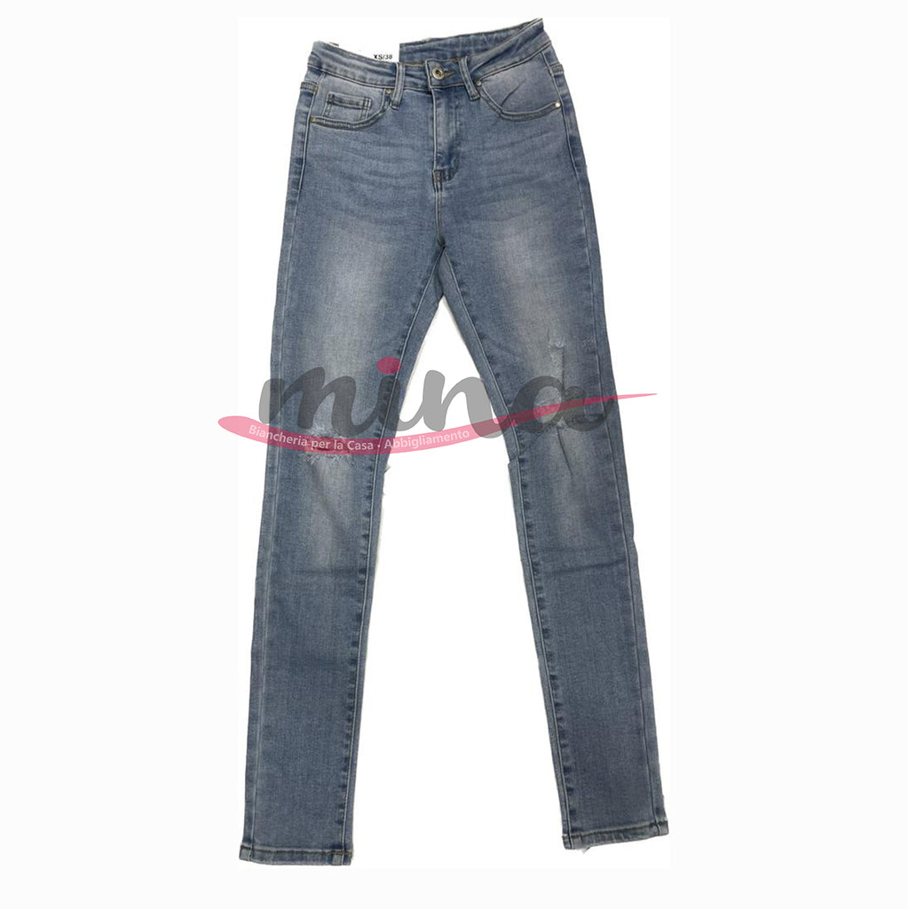 Jeans vita alta skinny, lavaggio chiaro , elasticizzato con zip, dalla XS alla XL 0363