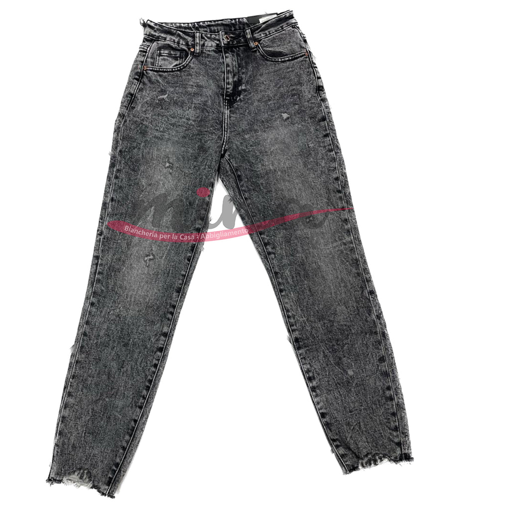 Jeans vita alta, lavaggio scuro, elasticizzato con zip, dalla XS alla XL 0363