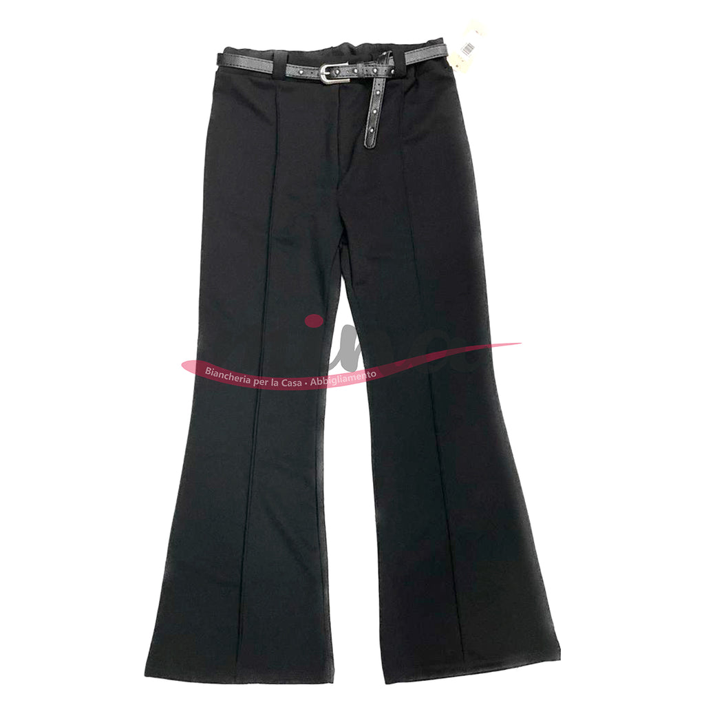 Pantalone a zampa elasticizzato, con cintura in vita, taglia unica 0363