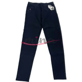 Pantalone elasticizzato, a vita alta, misure calibrate, Nero e Blu con fantasia sulla tasca 0363