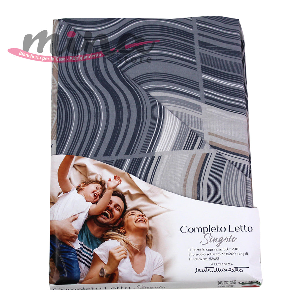 Completo Letto Singolo Marta Marzotto In Cotone Made In Italy ONDE 0649