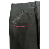 Pantalone elasticizzato, a vita alta, misure calibrate, Nero e Blu con fantasia sulla tasca 0363